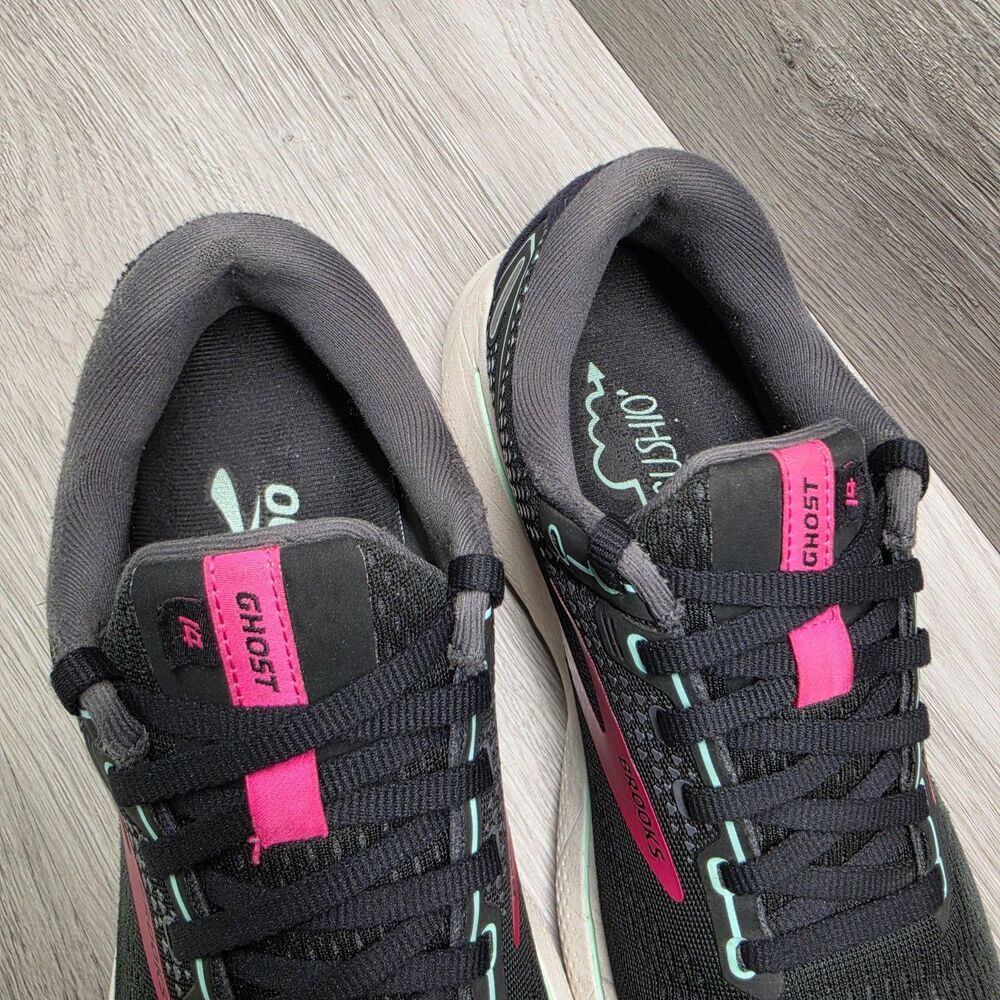 Brooks Ghost 14 Black Pink Women's 9 B Running Shoes Comfort Athleisure Training - Picture 10 of 11